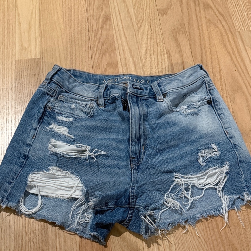 American Eagle Outfitters Women's Ripped Blue Jean Shorts